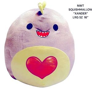 NWT SQUISHMALLOW “XANDER THE DINOSAUR ” LRG SZ-16”VALENTINES DAY EDITION RETIRED